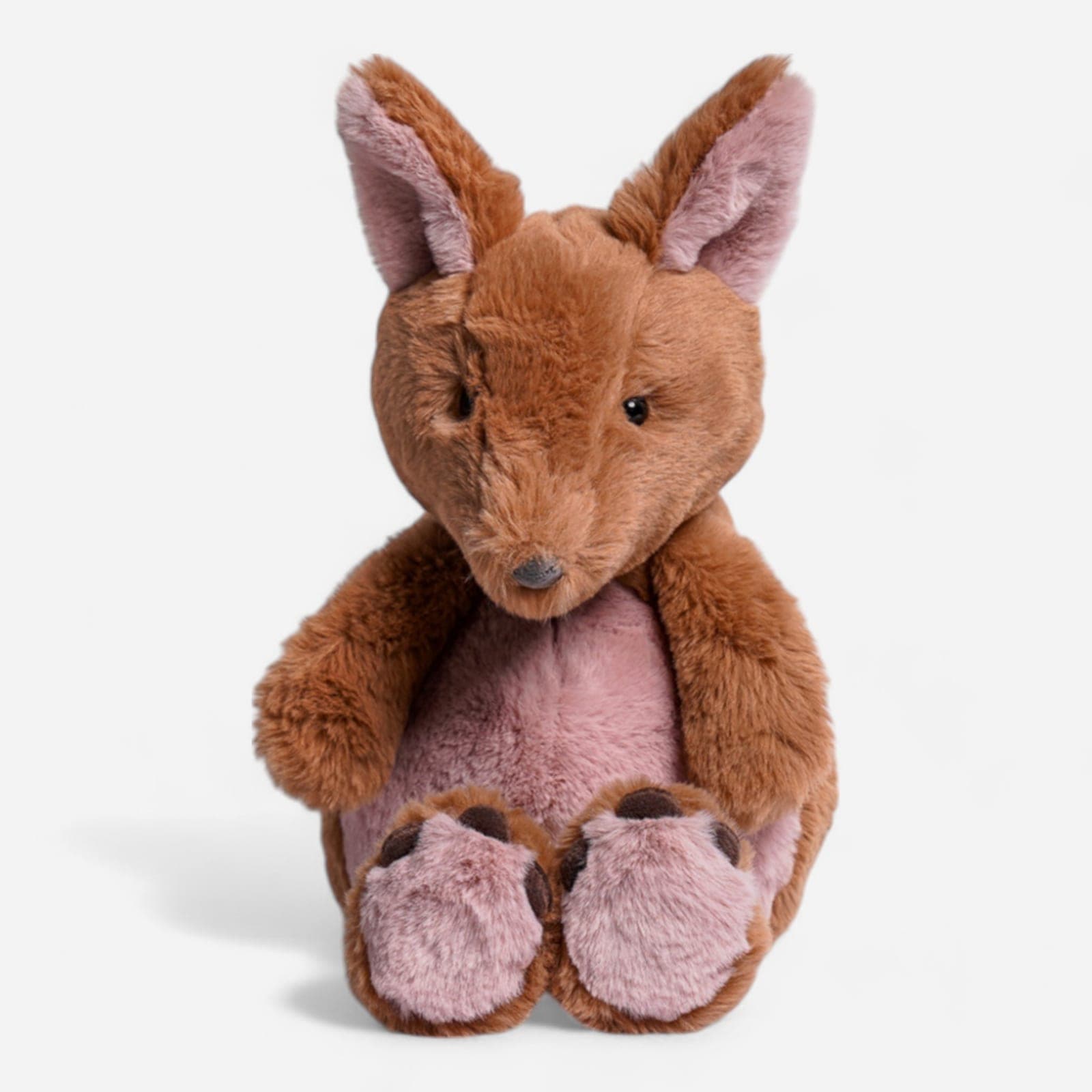Brown and pink kangaroo plush toy